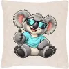 Cool Koala Thumbs-Up printed on an oatmeal Cushion Cover, design by Australia Art Prints