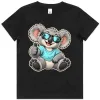 Cool Koala Thumbs-Up printed on a black Kids T-Shirt, design by Australia Art Prints