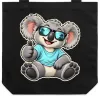 Cool Koala Thumbs-Up printed on a black Tote Bag, design by Australia Art Prints
