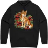 Dingo Among Sturt's Desert Peas printed on a black Hoodie, design by Australia Art Prints