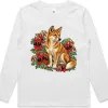 Dingo Among Sturt's Desert Peas printed on a white Kids Long Sleeve T-Shirt, design by Australia Art Prints