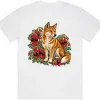 Dingo Among Sturt's Desert Peas printed on a white Oversized T-Shirt, design by Australia Art Prints