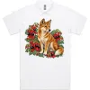 Dingo Among Sturt's Desert Peas printed on a white Polo Shirt, design by Australia Art Prints