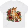 Dingo Among Sturt's Desert Peas printed on a white Women’s Boxy T-Shirt, design by Australia Art Prints
