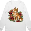 Dingo Among Sturt's Desert Peas printed on a white Women’s Long Sleeve T-Shirt, design by Australia Art Prints