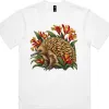 Echidna Among Kangaroo Paws printed on a white Boxy T-Shirt, design by Australia Art Prints