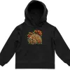 Echidna Among Kangaroo Paws printed on a black Kids Hoodie, design by Australia Art Prints