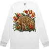Echidna Among Kangaroo Paws printed on a white Long Sleeve T-Shirt, design by Australia Art Prints