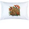 Echidna Among Kangaroo Paws printed on a white Pillow Case, design by Australia Art Prints