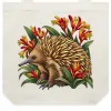 Natural cotton tote bag with the Echidna Among Kangaroo Paws print on the front
