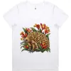 Echidna Among Kangaroo Paws printed on a white Women’s V-Neck T-Shirt, design by Australia Art Prints