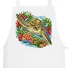 Green Sea Turtle Among Coral and Seagrass printed on a white Apron, design by Australia Art Prints