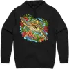 Green Sea Turtle Among Coral and Seagrass printed on a black Hoodie, design by Australia Art Prints
