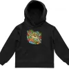 Green Sea Turtle Among Coral and Seagrass printed on a black Kids Hoodie, design by Australia Art Prints