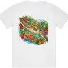 Green Sea Turtle Among Coral and Seagrass printed on a white Oversized T-Shirt, design by Australia Art Prints