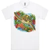 Green Sea Turtle Among Coral and Seagrass printed on a white Polo Shirt, design by Australia Art Prints