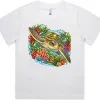 Green Sea Turtle Among Coral and Seagrass printed on a white Women’s Fitted T-Shirt, design by Australia Art Prints