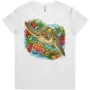 Green Sea Turtle Among Coral and Seagrass printed on a white Women’s T-Shirt, design by Australia Art Prints