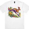 Kangaroo with Eucalyptus and Wattle printed on a white Boxy T-Shirt, design by Australia Art Prints