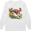 Kangaroo with Eucalyptus and Wattle printed on a white Kids Long Sleeve T-Shirt, design by Australia Art Prints