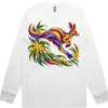 Kangaroo with Eucalyptus and Wattle printed on a white Long Sleeve T-Shirt, design by Australia Art Prints