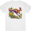 Kangaroo with Eucalyptus and Wattle printed on a white Oversized T-Shirt, design by Australia Art Prints