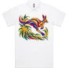 Kangaroo with Eucalyptus and Wattle printed on a white Polo Shirt, design by Australia Art Prints