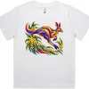Kangaroo with Eucalyptus and Wattle printed on a white Women’s Fitted T-Shirt, design by Australia Art Prints