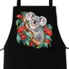 Koala in Coral Eucalyptus printed on a black Apron, design by Australia Art Prints