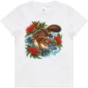 Platypus Among Bottlebrush printed on a white Kids T-Shirt, design by Australia Art Prints