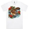 Platypus Among Bottlebrush printed on a white Polo Shirt, design by Australia Art Prints