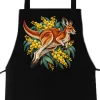 Black apron with the Red Kangaroo and Golden Wattle print on the bib
