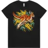 Red Kangaroo and Golden Wattle printed on a black Women’s T-Shirt, design by Australia Art Prints