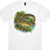 Saltwater Crocodile Among Mangroves printed on a white Boxy T-Shirt, design by Australia Art Prints