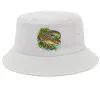 Saltwater Crocodile Among Mangroves printed on a white Bucket Hat, design by Australia Art Prints