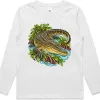 Saltwater Crocodile Among Mangroves printed on a white Kids Long Sleeve T-Shirt, design by Australia Art Prints