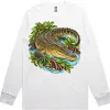 Saltwater Crocodile Among Mangroves printed on a white Long Sleeve T-Shirt, design by Australia Art Prints