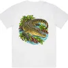 Saltwater Crocodile Among Mangroves printed on a white Oversized T-Shirt, design by Australia Art Prints