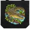 Saltwater Crocodile Among Mangroves printed on a black Tote Bag, design by Australia Art Prints