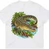 Saltwater Crocodile Among Mangroves printed on a white Women’s Boxy T-Shirt, design by Australia Art Prints