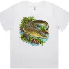 Saltwater Crocodile Among Mangroves printed on a white Women’s Fitted T-Shirt, design by Australia Art Prints