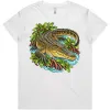 Saltwater Crocodile Among Mangroves printed on a white Women’s T-Shirt, design by Australia Art Prints