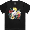 Sulphur-crested Cockatoo in Bloom printed on a black Women’s Fitted T-Shirt, design by Australia Art Prints