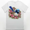 Superb Fairywren Among Pink Waxflowers printed on a white Premium Men’s T-Shirt, design by Australia Art Prints