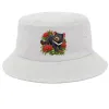 Tasmanian Devil Among Waratah Blooms printed on a white Bucket Hat, design by Australia Art Prints