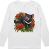 Tasmanian Devil Among Waratah Blooms printed on a white Kids Long Sleeve T-Shirt, design by Australia Art Prints
