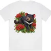 Tasmanian Devil Among Waratah Blooms printed on a white Oversized T-Shirt, design by Australia Art Prints