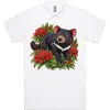 Tasmanian Devil Among Waratah Blooms printed on a white Polo Shirt, design by Australia Art Prints