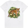 Tasmanian Tiger Among Eucalyptus Blooms printed on a white Kids T-Shirt, design by Australia Art Prints