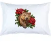Wombat Among Scarlet Waratahs printed on a white Pillow Case, design by Australia Art Prints